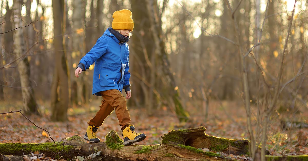 Holzspielzeug Kinder Montessori im Wald