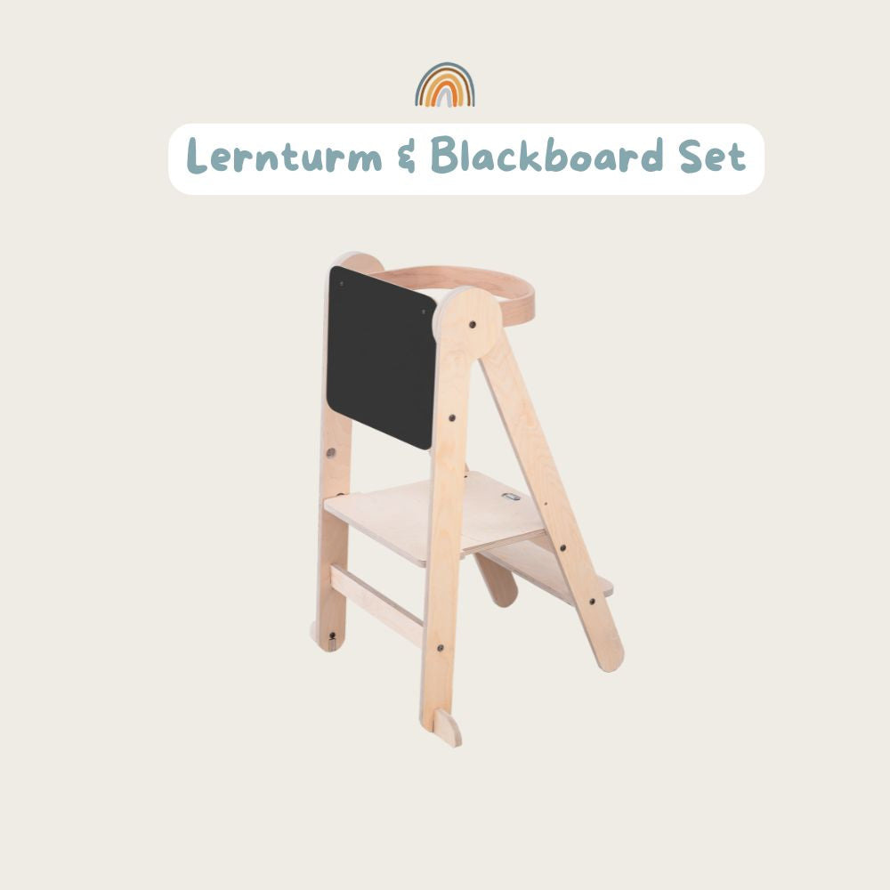 Lernturm klappbar natur mit Blackboard