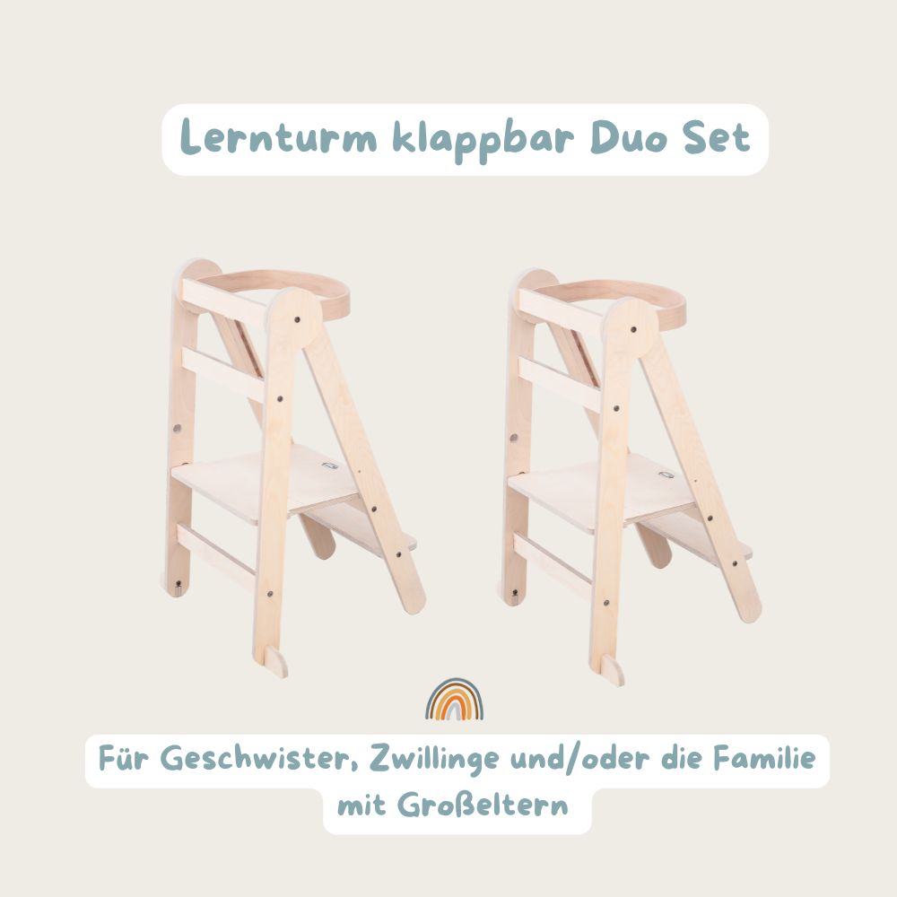 Zwillingsset Lernturm Klappbar | Natur