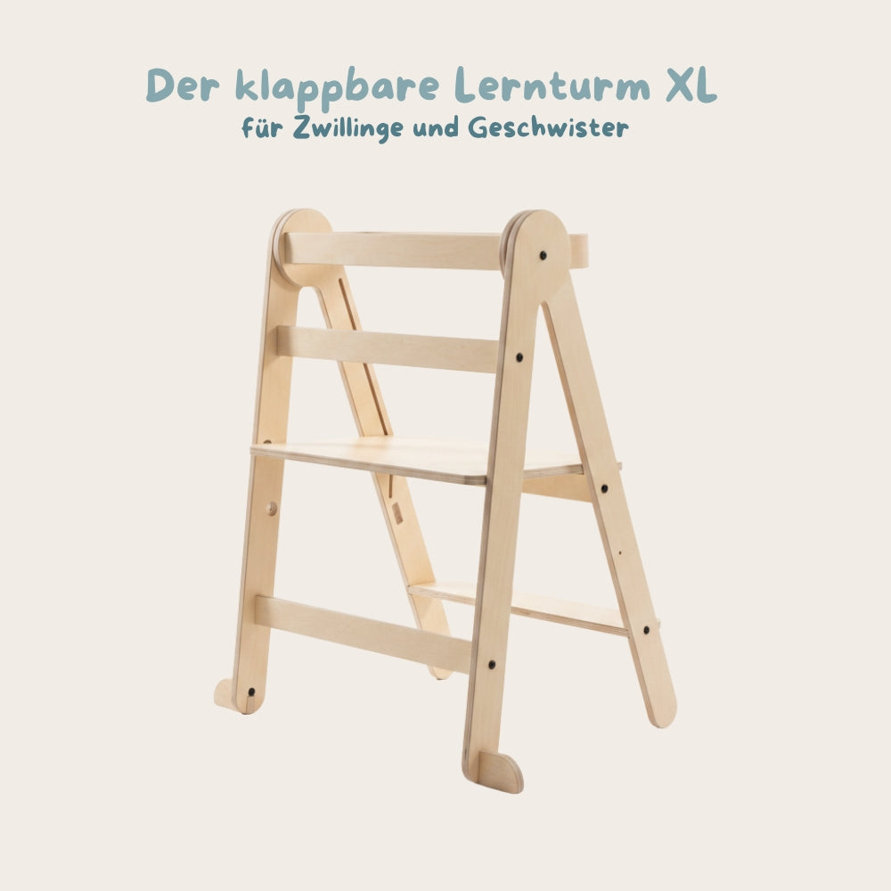 Montessori XL Lernturm Klappbar | Natur | mit Kippschutz | FSC