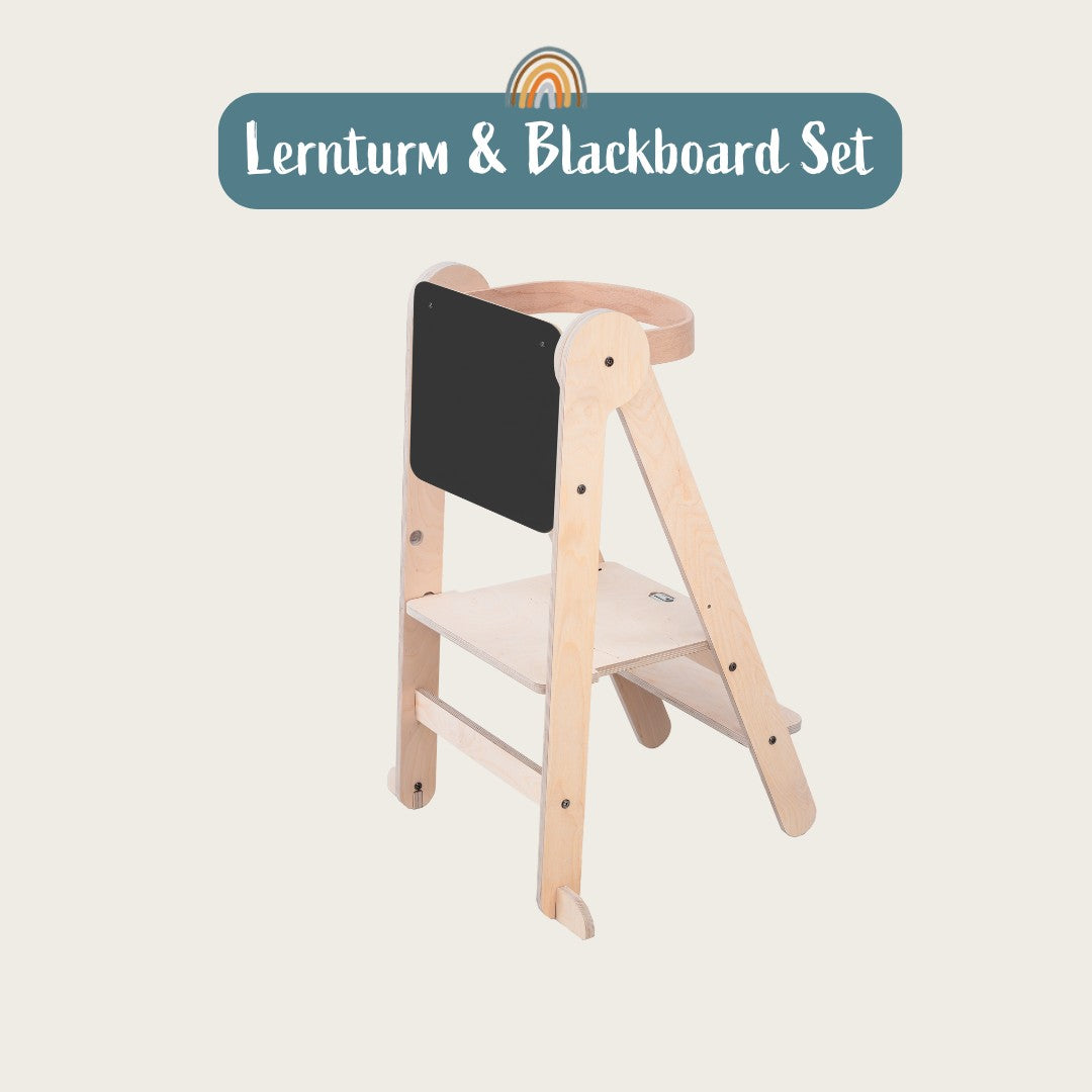 Lernturm klappbar natur mit Blackboard