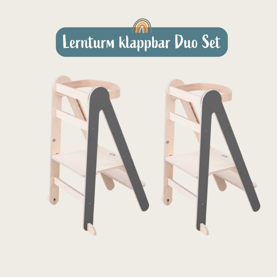 Zwillingsset Lernturm Klappbar | Grau
