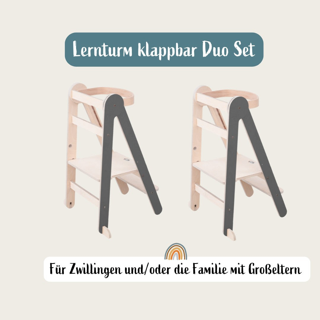 Zwillingsset Lernturm Klappbar | Grau