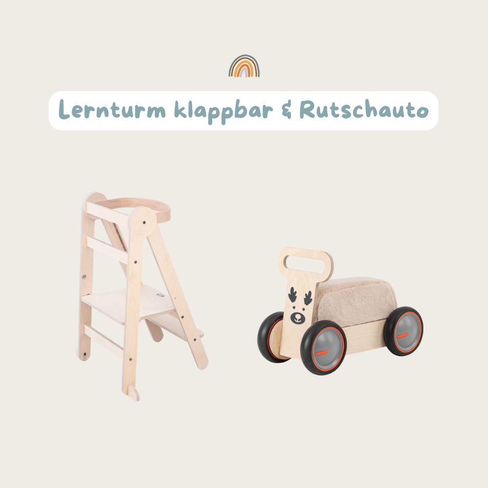 Lernturm klappbar Natur & Rutschauto im Set