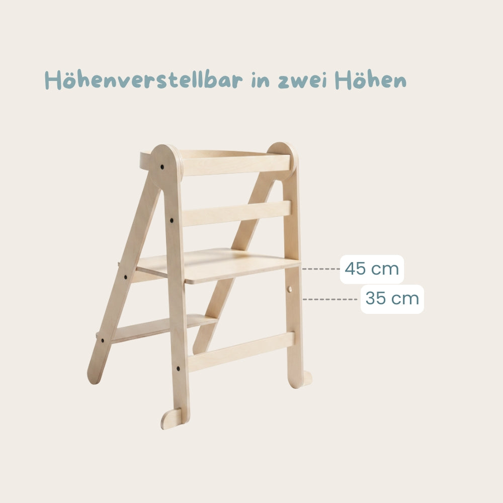 Montessori XL Lernturm Klappbar | Natur | mit Kippschutz | FSC