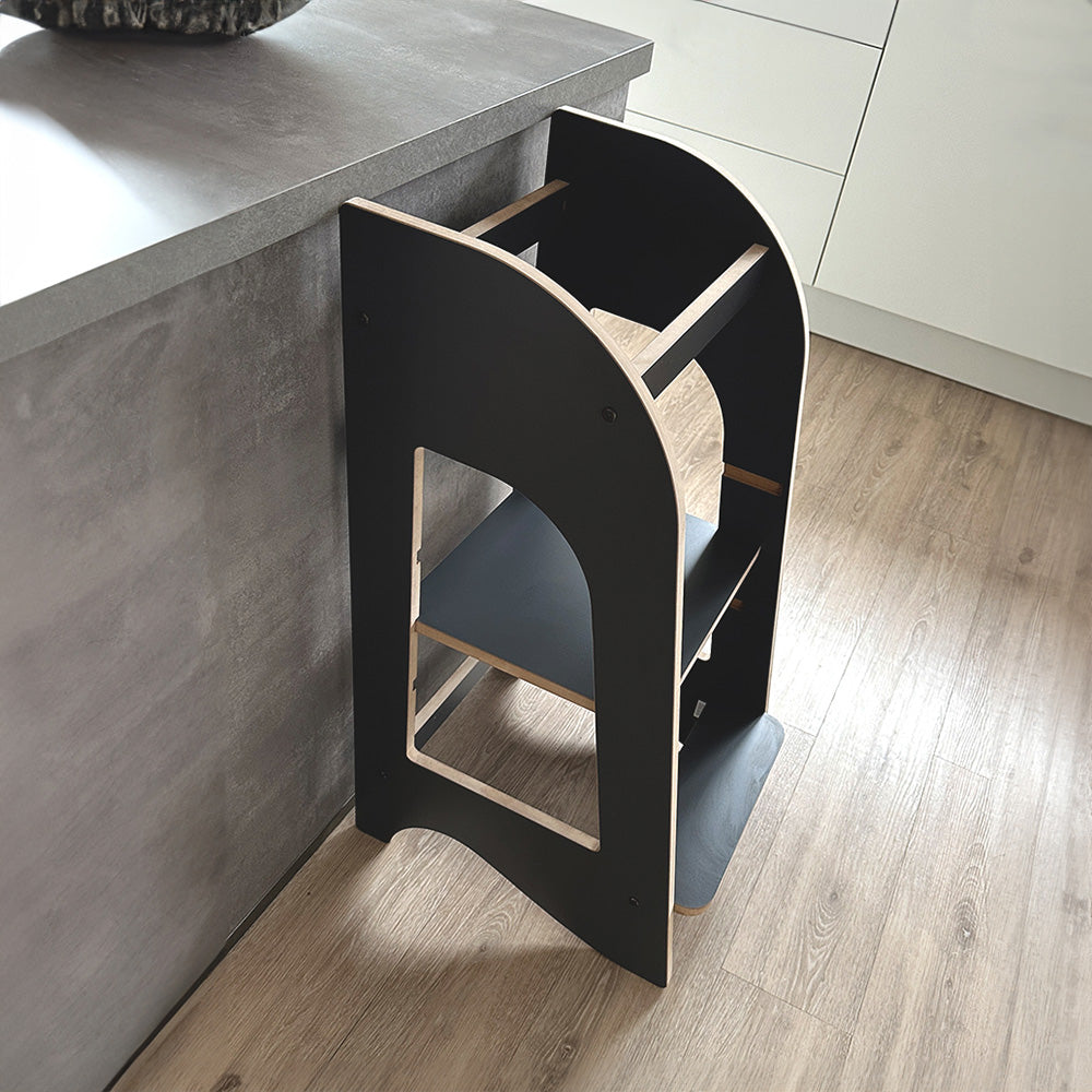 Montessori Lernturm grau | Küchenhelfer | Tritthocker