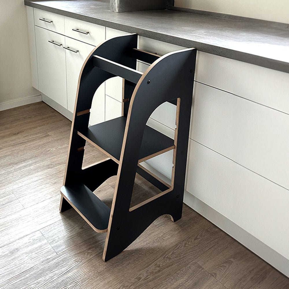 Montessori Lernturm grau | Küchenhelfer | Tritthocker