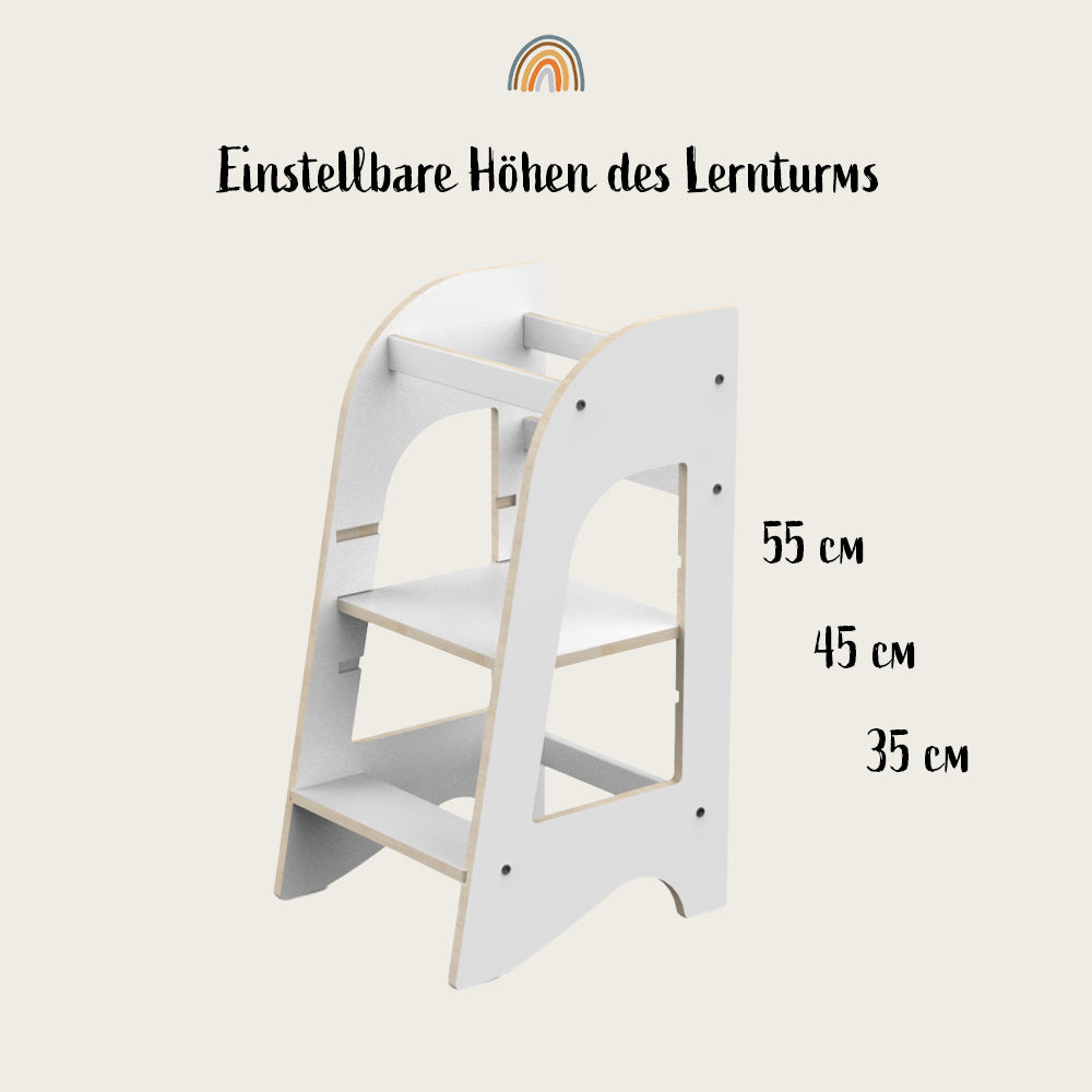 Montessori Lernturm weiß höhenverstellbar
