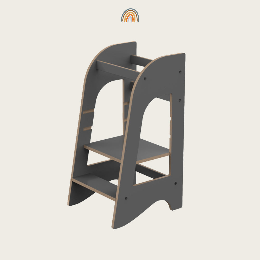 Montessori Lernturm grau | Küchenhelfer | Tritthocker