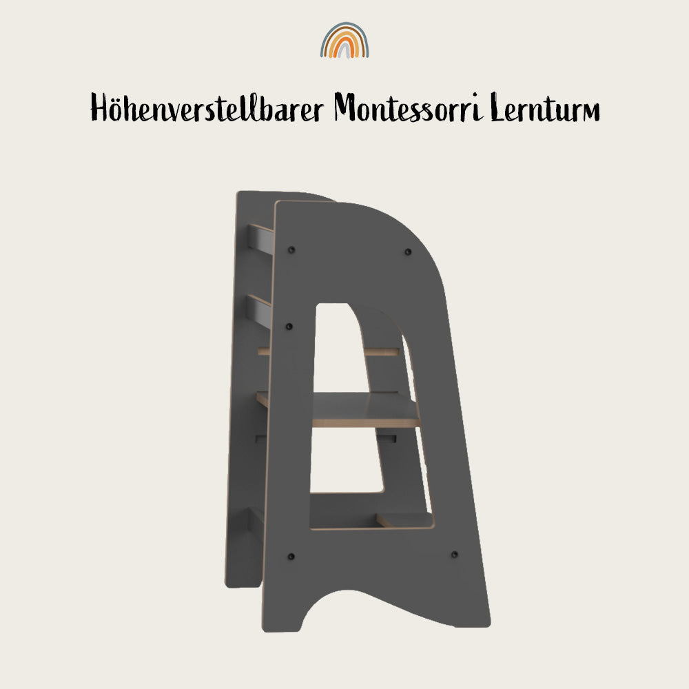 Montessori Lernturm grau | Küchenhelfer | Tritthocker