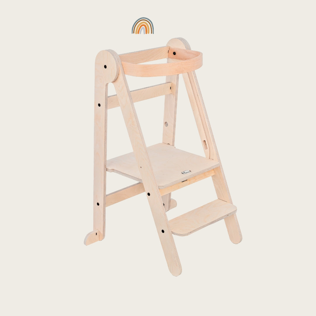Montessori Lernturm Klappbar | Natur | mit Kippschutz | FSC