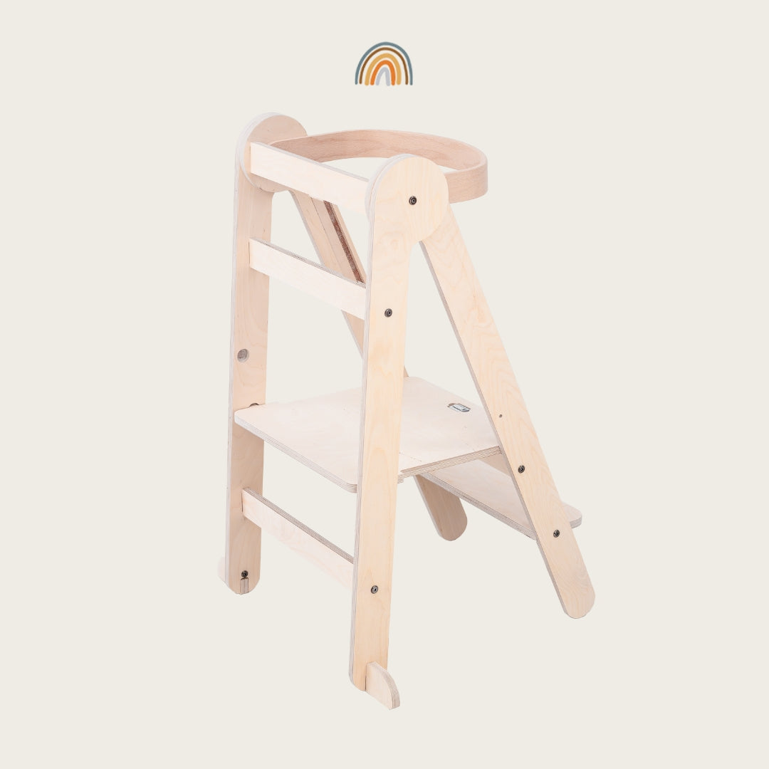 Montessori Lernturm Klappbar | Natur | mit Kippschutz | FSC