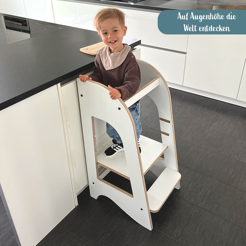 Montessori Lernturm weiß höhenverstellbar