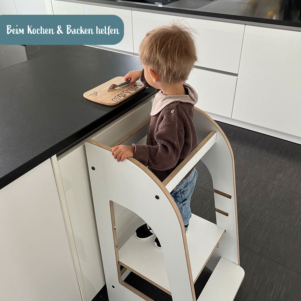Montessori Lernturm weiß höhenverstellbar