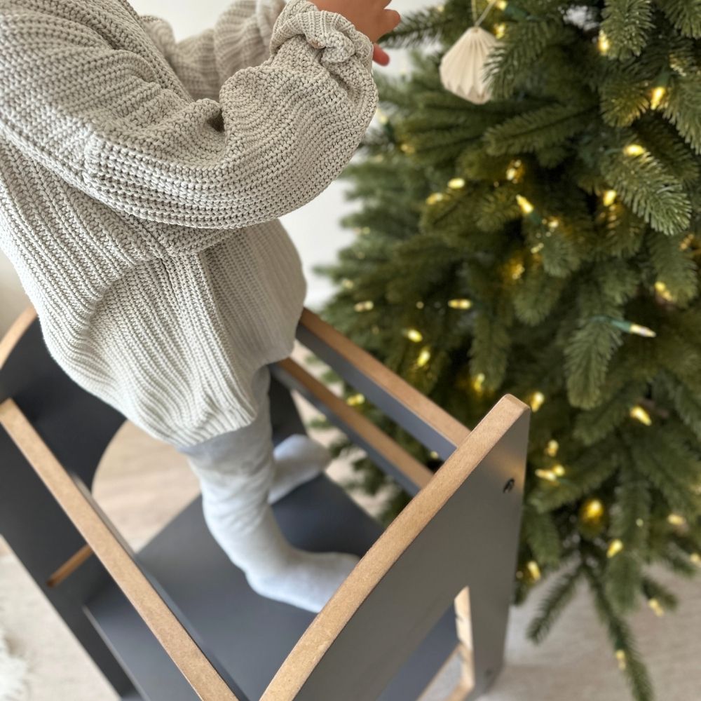 Montessori Lernturm grau höhenverstellbar