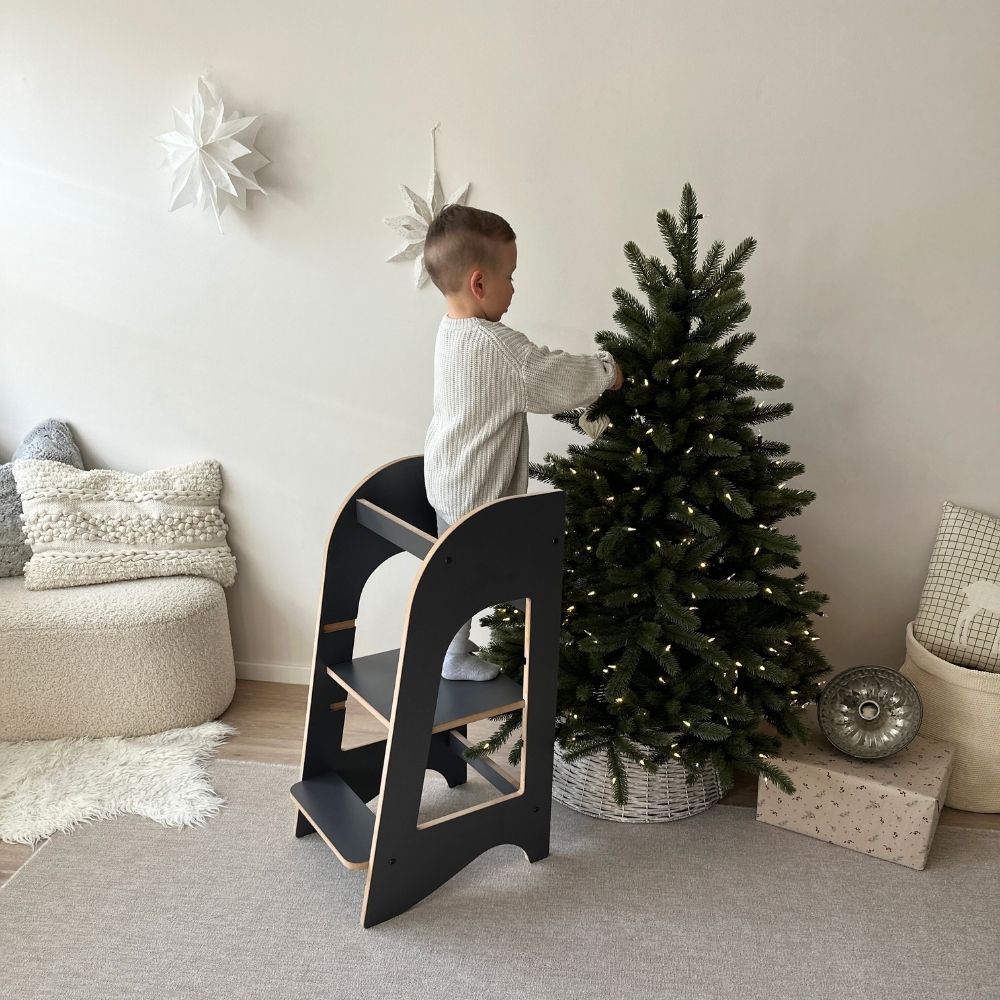 Montessori Lernturm grau höhenverstellbar