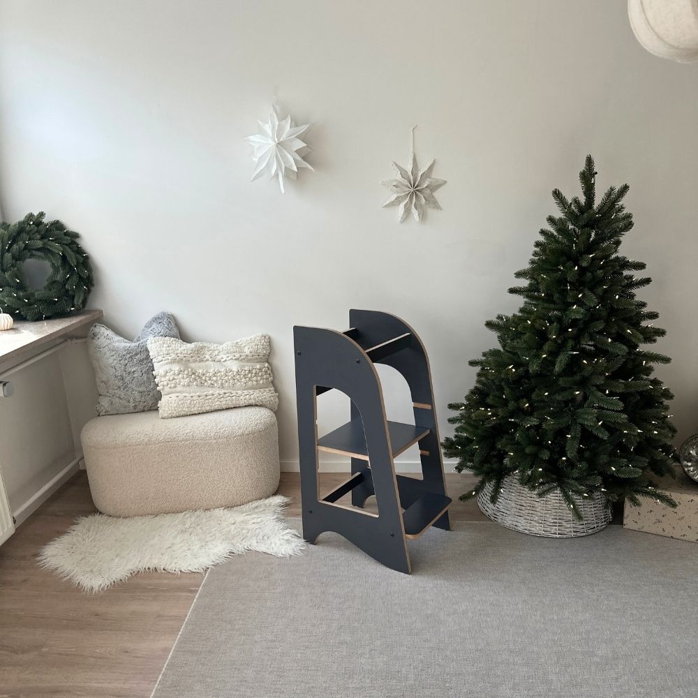 Montessori Lernturm grau höhenverstellbar