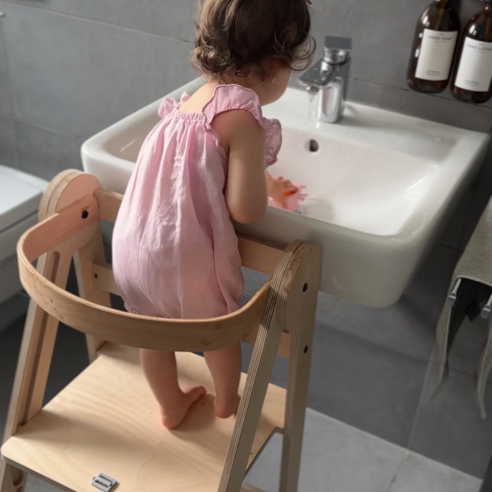 Montessori Lernturm Klappbar | Natur | mit Kippschutz | FSC