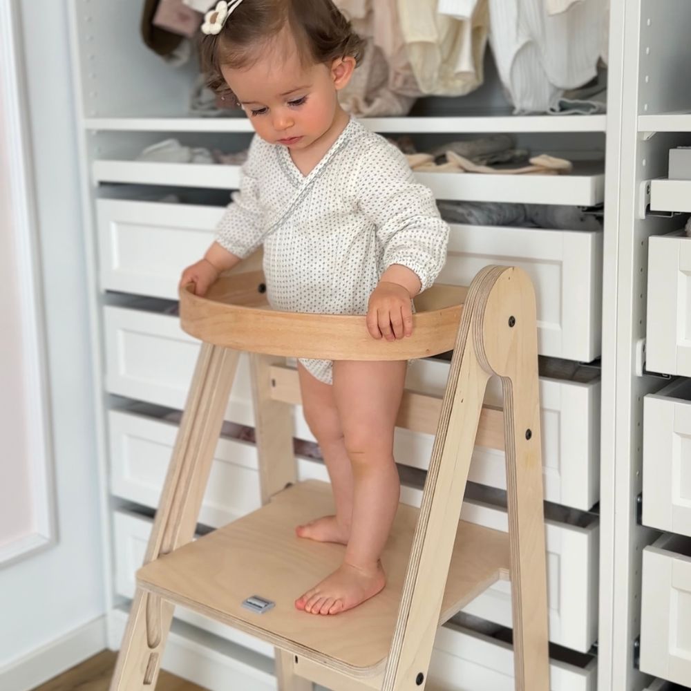 Montessori Lernturm Klappbar | Natur | mit Kippschutz | FSC