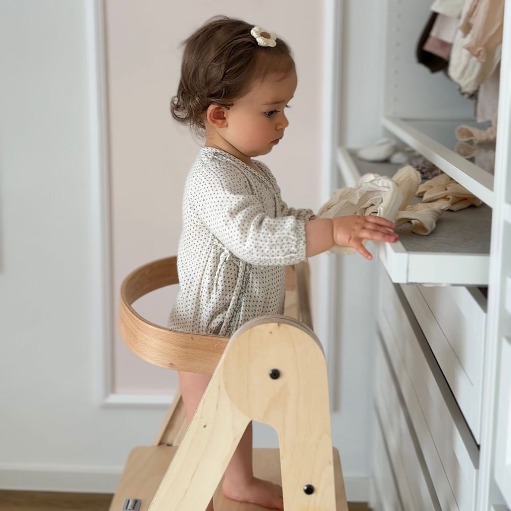 Montessori Lernturm Klappbar | Natur | mit Kippschutz | FSC