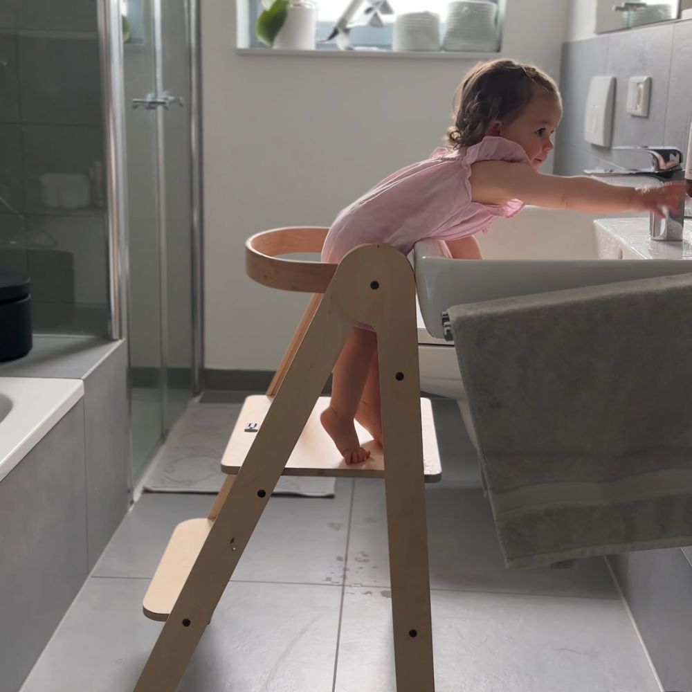 Montessori Lernturm Klappbar | Natur | mit Kippschutz | FSC