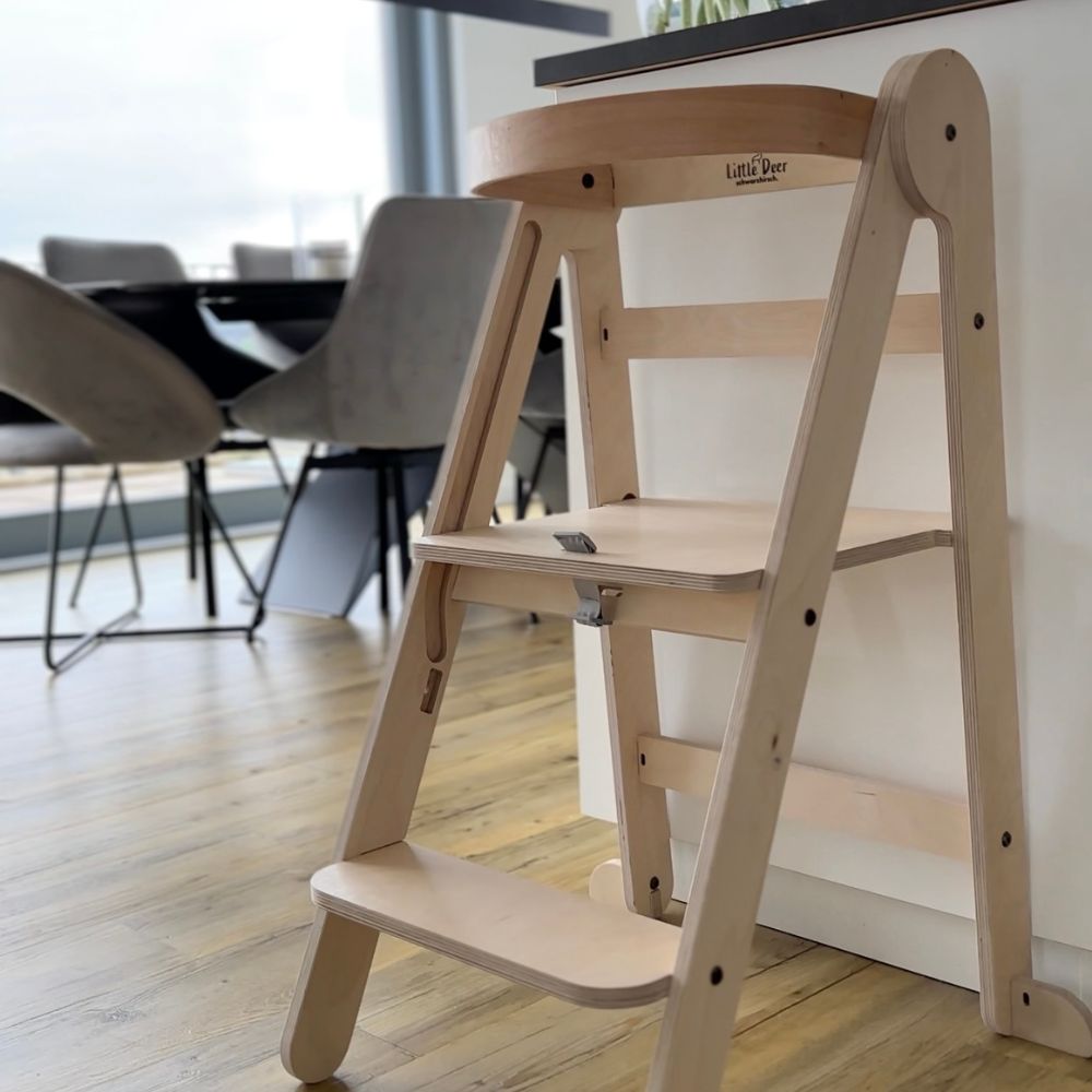 Montessori Lernturm Klappbar | Natur | mit Kippschutz | FSC