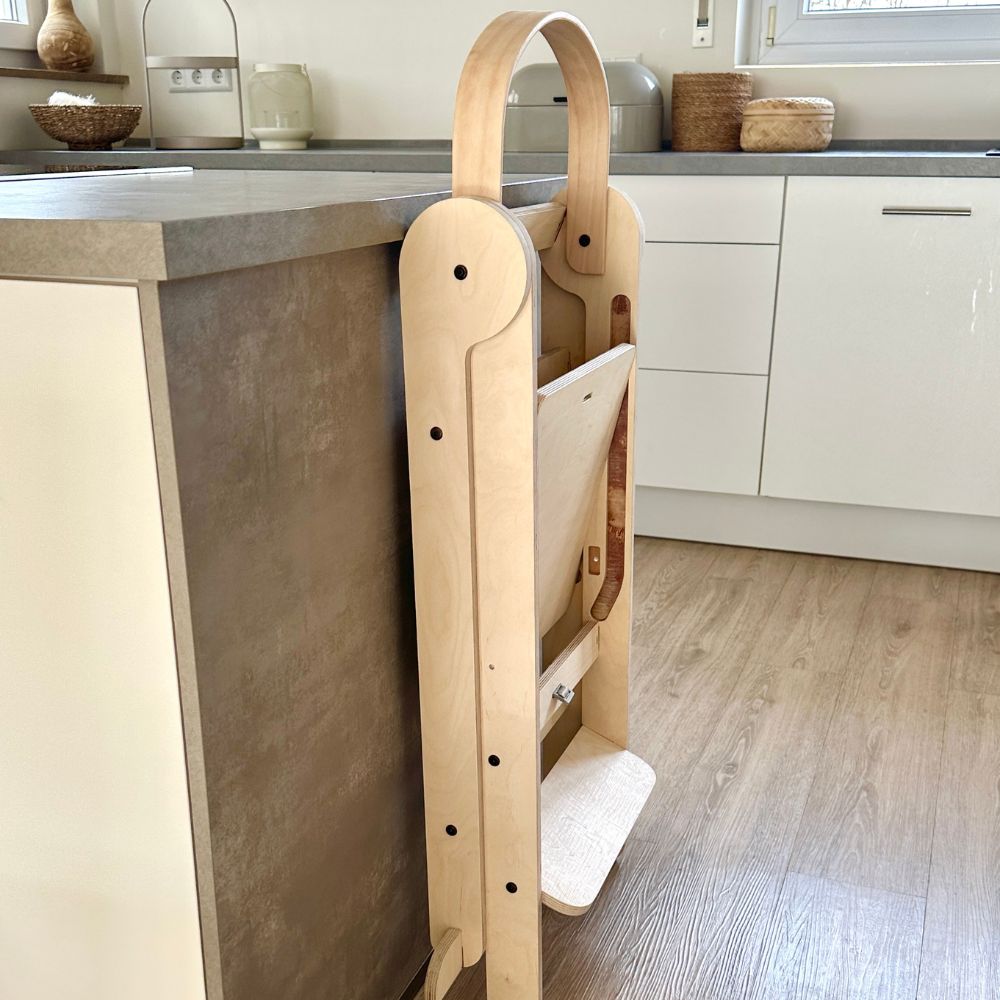 Montessori Lernturm Klappbar | Natur | mit Kippschutz | FSC