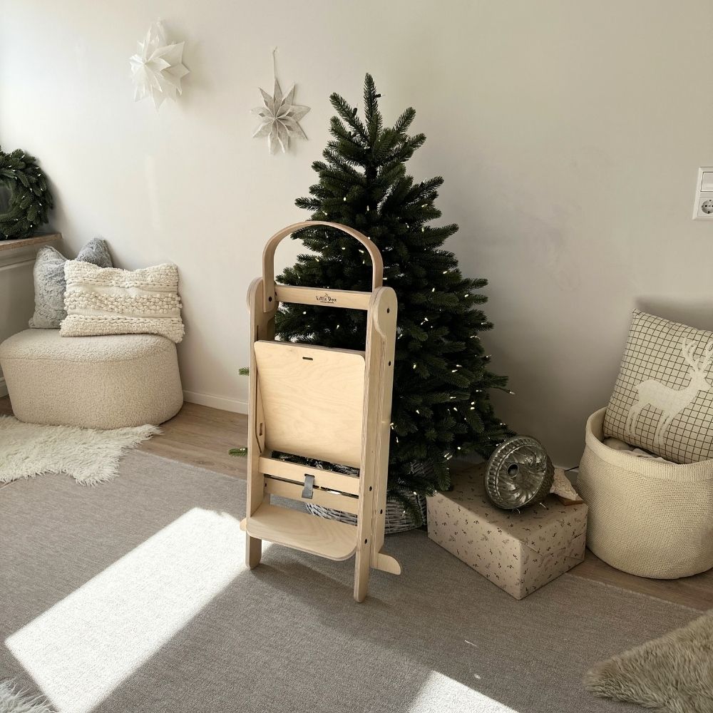 Montessori Lernturm Klappbar | Natur | mit Kippschutz | FSC