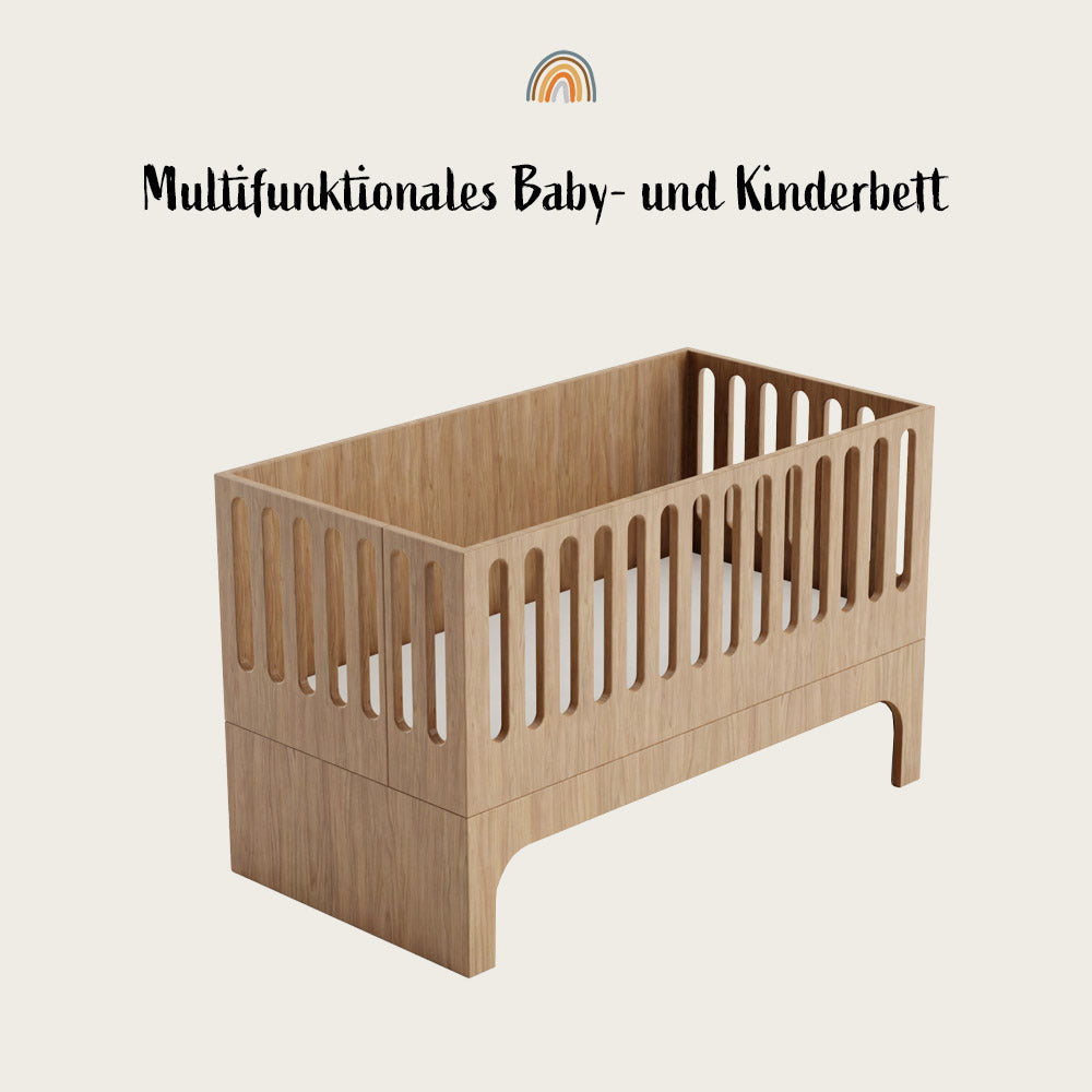 Multifunktionales Babybett & Kinderbett 140 x 70 cm mit Schreibtisch und Sofa Funktion