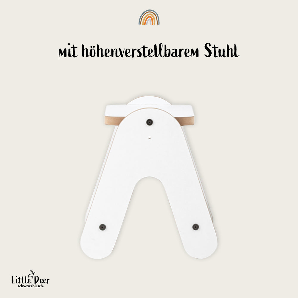 Montessori Maltisch für Kinder inklusive höhenverstellbarem Stuhl | Multifunktionales Mini-Atelier