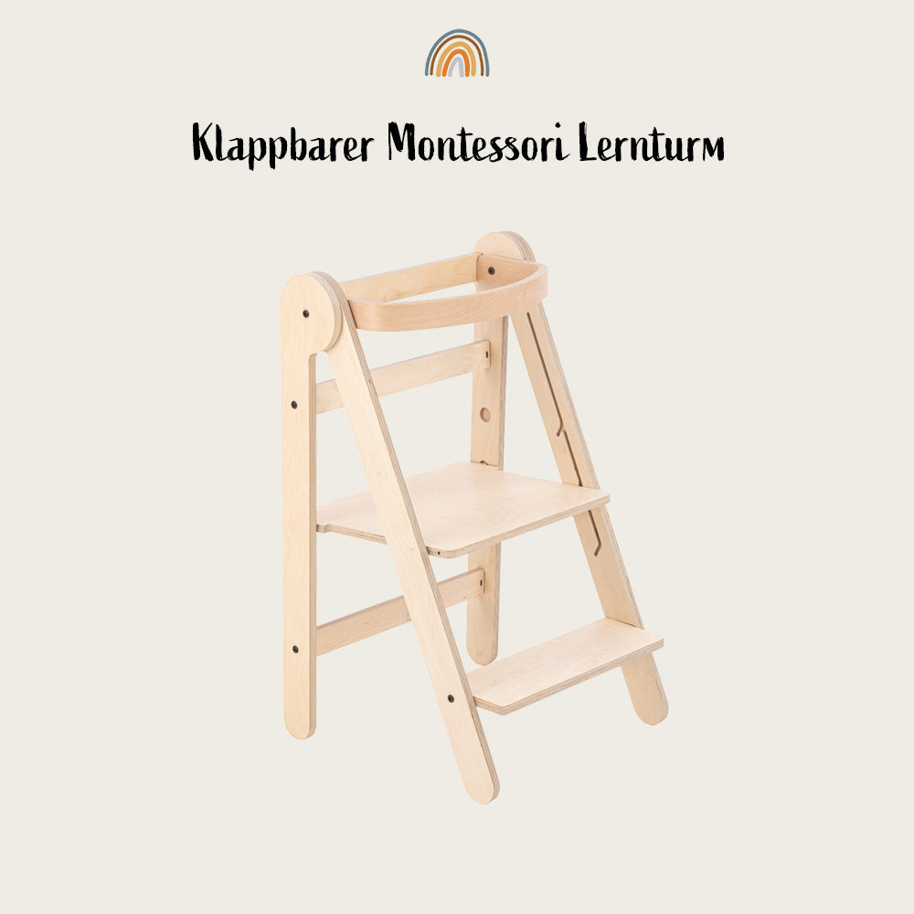 Lernturm klappbar & Rutschauto im Set | Montessori-Set