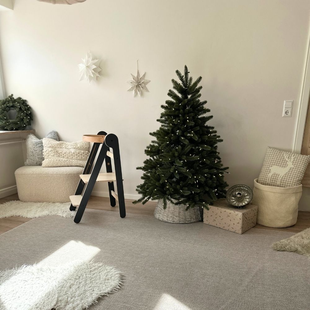 Montessori Lernturm Klappbar | Grau | mit Kippschutz | FSC