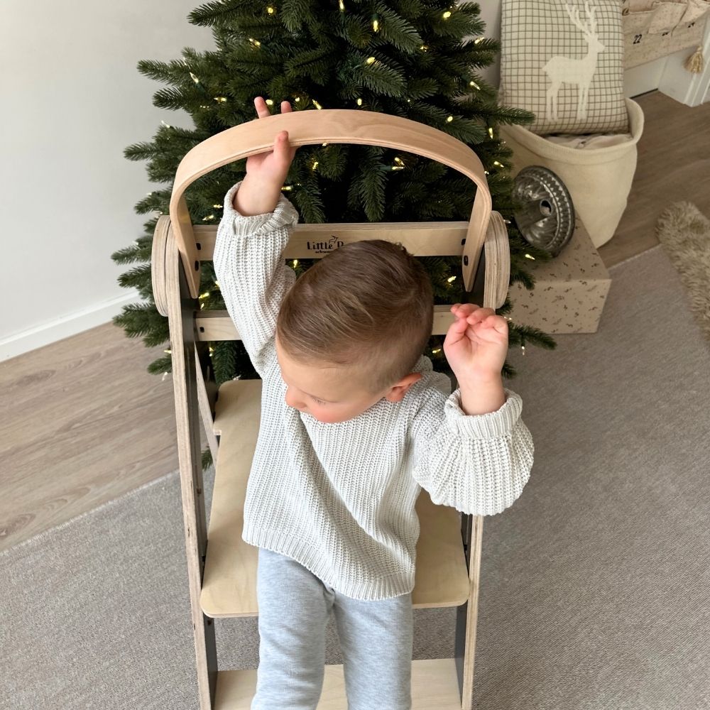 Montessori Lernturm Klappbar | Grau | mit Kippschutz | FSC