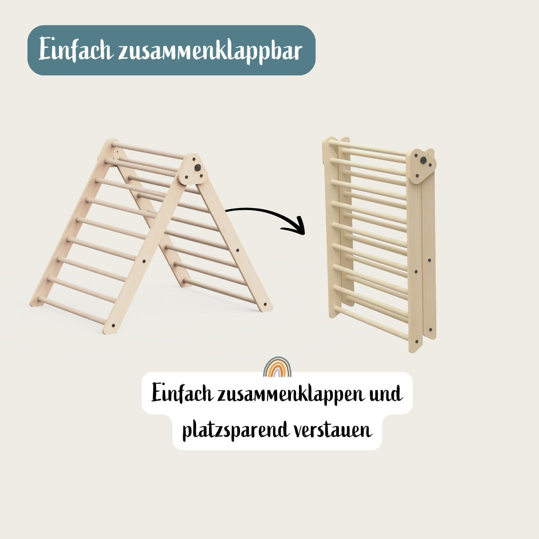 Lernturm klappbar natur und Kletterdreieck im Set