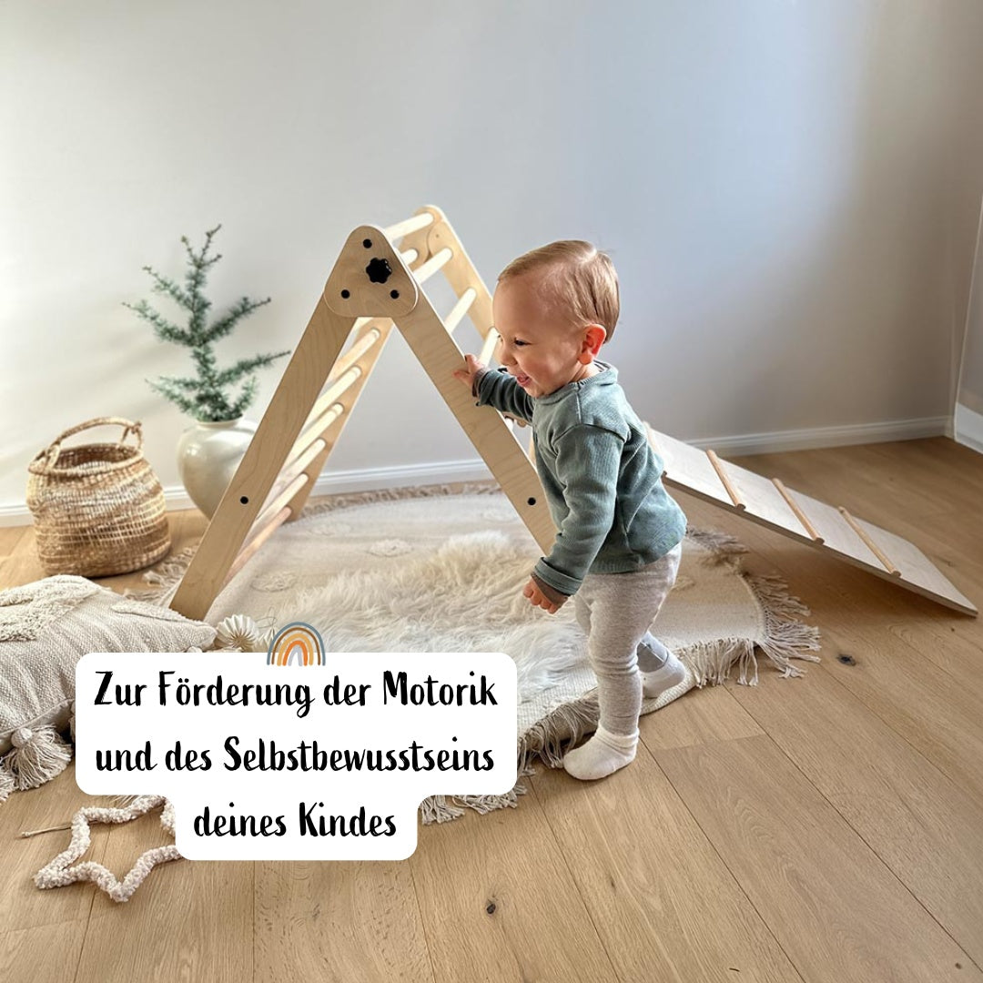 Lernturm klappbar natur und Kletterdreieck im Set