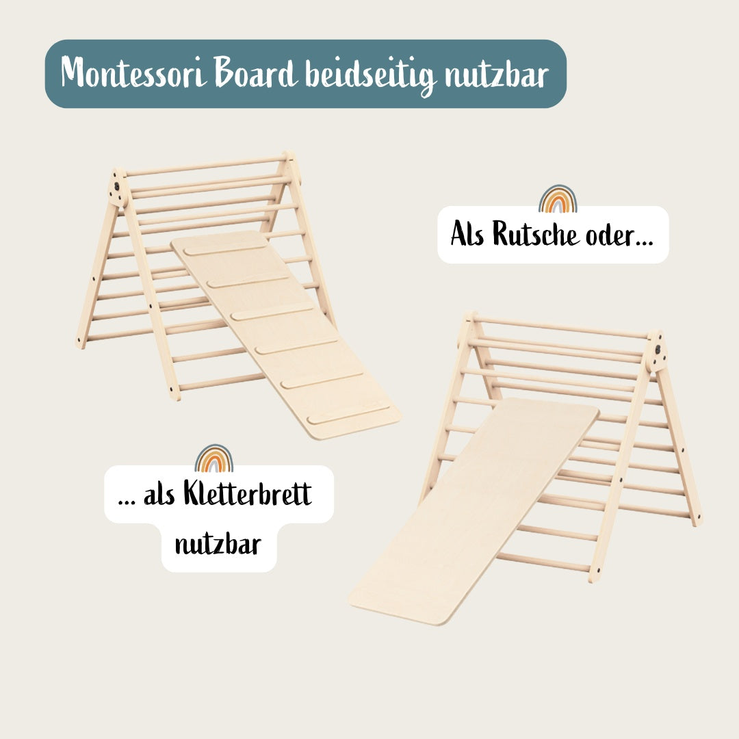 Lernturm klappbar natur und Kletterdreieck im Set