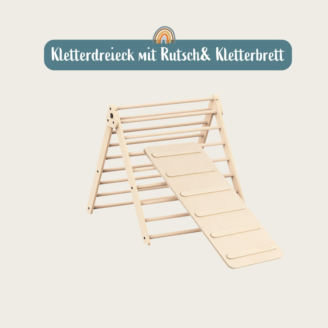 Lernturm klappbar natur und Kletterdreieck im Set