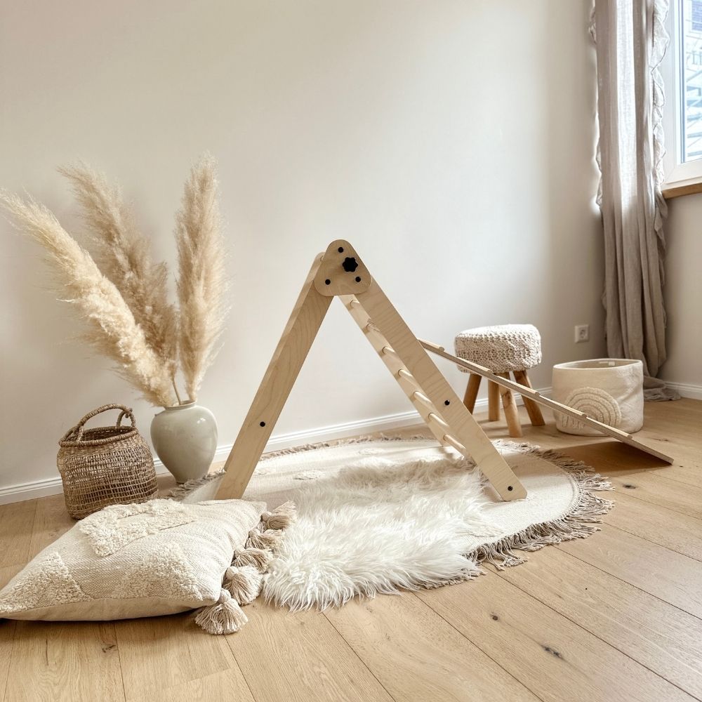 Großes Montessori Kletterdreieck mit Rutsche & Kletterleiter