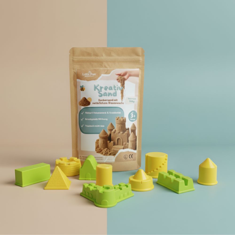Kreativ Sand inkl. Burgen Baustein | formbarer, kinetischer Spielsand | 900g