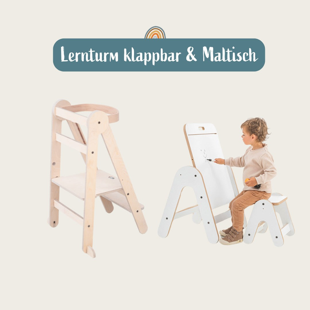 Lernturm klappbar Natur & Maltisch im Set