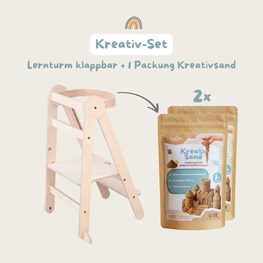 Kreativset: Lernturm klappbar natur & 2x Kreativsand 900g
