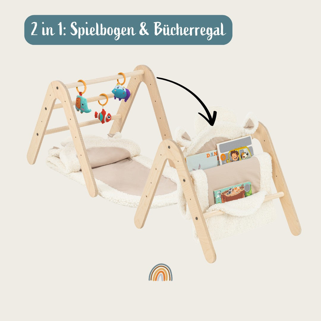 Multifunktionaler Montessori Spielbogen & Bücherregal | 2 in 1