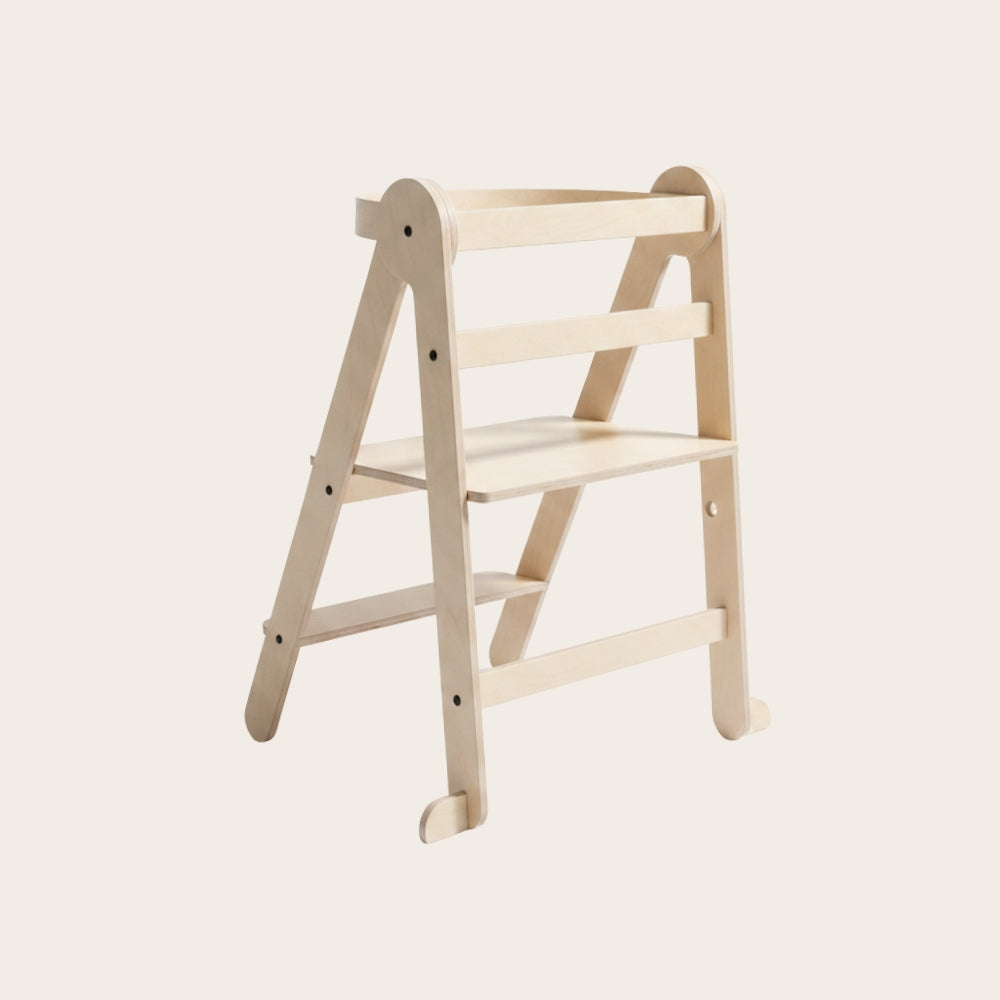 Montessori XL Lernturm Klappbar | Natur | mit Kippschutz | FSC