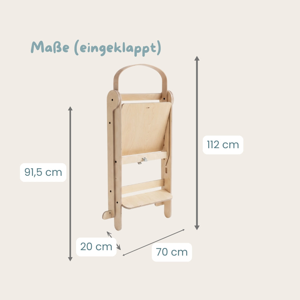 Montessori XL Lernturm Klappbar | Natur | mit Kippschutz | FSC