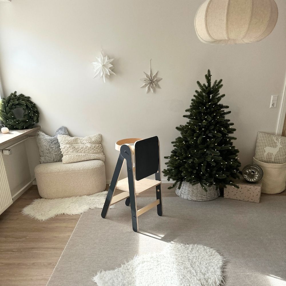 Lernturm klappbar grau mit Blackboard