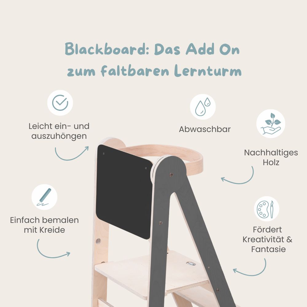 Blackboard für Lernturm klappbar | Natur & Grau