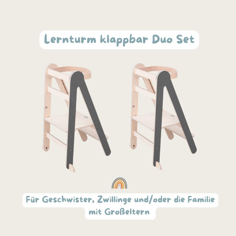 Zwillingsset Lernturm Klappbar | Grau