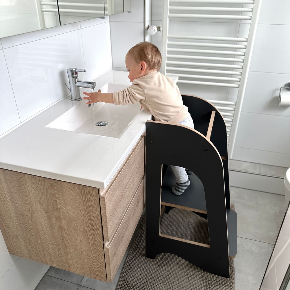 Montessori Lernturm grau höhenverstellbar