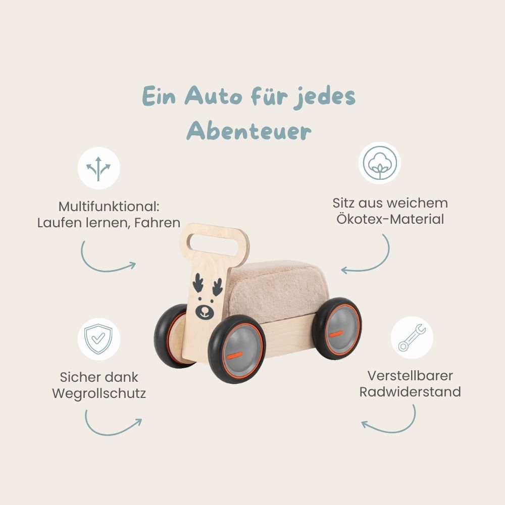 HirschExpress | Multifunktionales Rutschauto & Lauflernwagen ab 1 Jahr