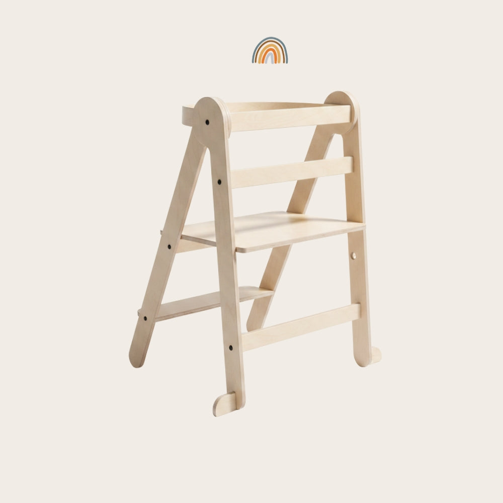 Montessori XL Lernturm Klappbar | Natur | mit Kippschutz | FSC